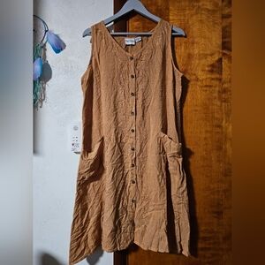 Raya Sun Golden Yellow Embroidered Sleeveless Button Down Dress